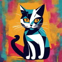 AIアートポスター カナブストラクドによる 「猫」 オリジナルアート作品 アートポスター アートプリント インテリア