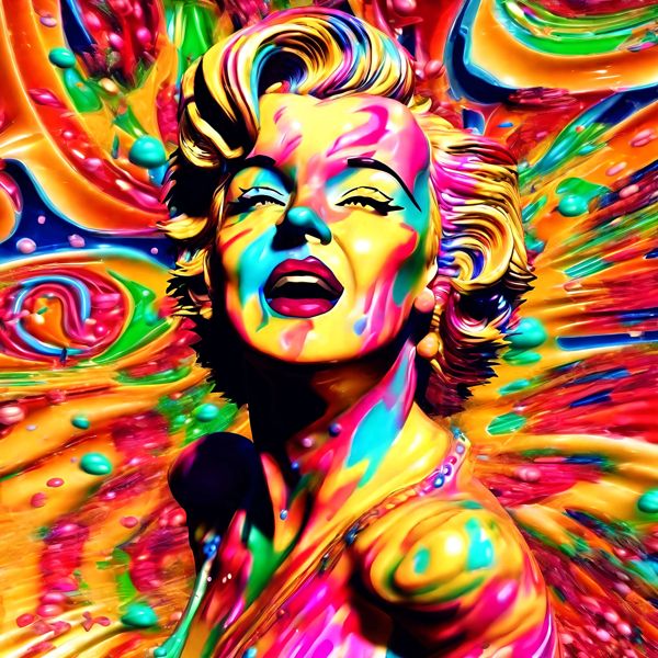 AIアートポスター 単純なグレーに影響されないマリリン風 「3D」 オリジナルアート作品 アートポスター..