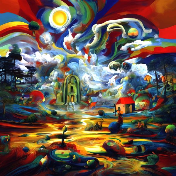 絵画風 AIアート ポスター カナブストラクドと否認されたルソーの共作風 「シュールリアリズム」