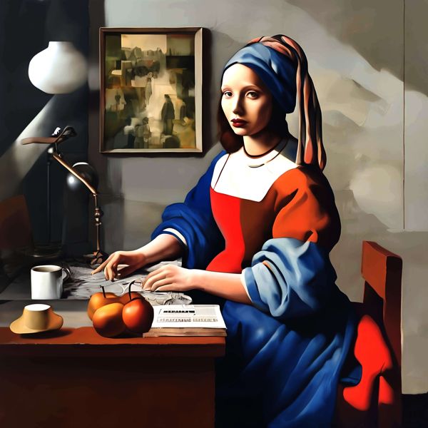 AIアートポスター カナブストラクド「フェルメール的弓なき…」 Kanabstracd オリジナルアート作品 アー..