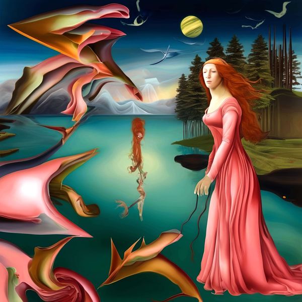 AIアートポスター カナブストラクド「ボッティチェリ的粗い市松模様なき超現実」 Kanabstracd オリジナ..