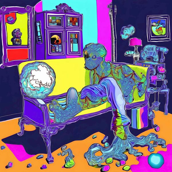 AIアートポスター カナブストラクド「ベーコン的矢なき超現実」 Kanabstracd オリジナルアート作品 アートポスター アートプリント 壁掛けアート ウォールアート インテリア デジタルアート 現代アート