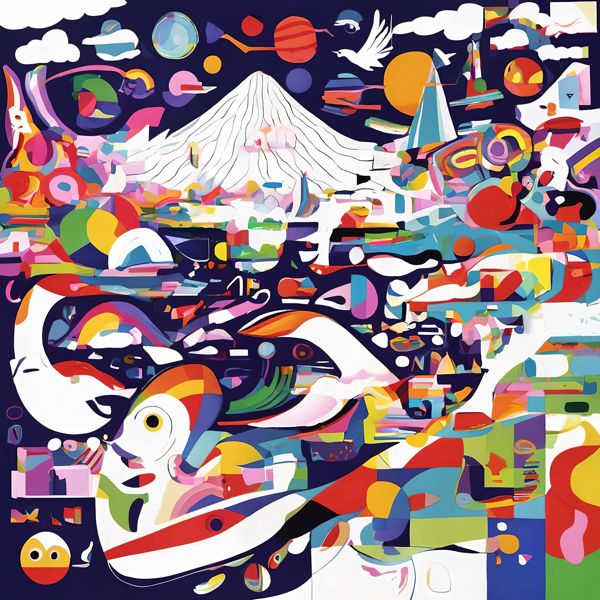 AIアートポスター カナブストラクド「広重的有刺なき不条理主義」 Kanabstracd オリジナルアート作品 アートポスター アートプリント 壁掛けアート ウォールアート インテリア デジタルアート 現代アート