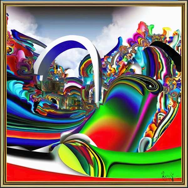 AIアートポスター カナブストラクド「網なき±超現実と±3D」 Kanabstracd オリジナルアート作品 アート..