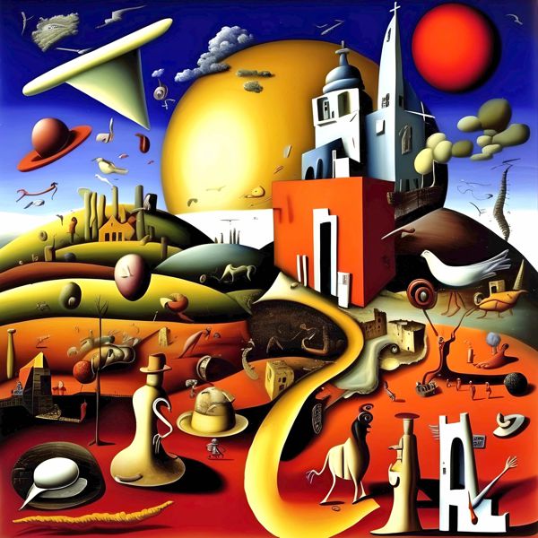 AIアートポスター 弓に影響されないカナブストラクドによる 「弱められたシュールリアリズム風のルネサンス」 オリジナルアート作品 アートポスター アートプリント インテリア