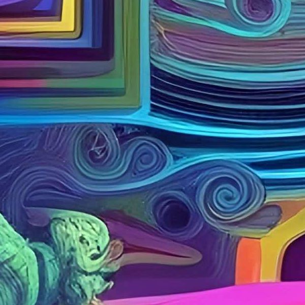 デイシン プライムのAIアートポスター キャナブストラクド「シャガール的矢なき超現実」 Canabstracd オリジナルアート作品 アートポスター アートプリント 壁掛けアート ウォールアート インテリア デジタルアート 現代アート｜アングル2