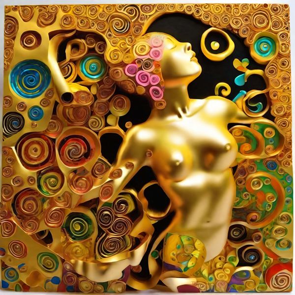 AIアートポスター カナブストラクド「クリムト的一様なグレーなき入り組んだ 3D」 Kanabstracd オリジ..