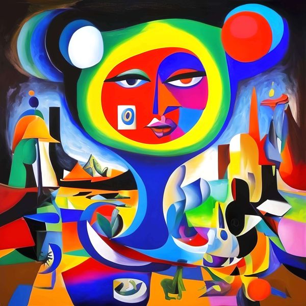 AIアートポスター カナブストラクド「ピカスビア的有刺なき超現実」 Kanabstracd オリジナルアート作品..