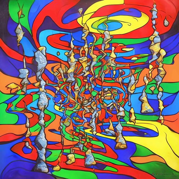 AIアートポスター シュールリアリズムに影響されたカナブストラクドとゲルハルト・リヒターの共作風… オリジナルアート作品 アートポスター アートプリント インテリア