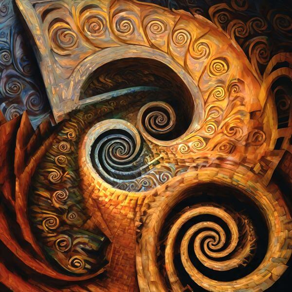 AIアートポスター 円たちに影響されないクリムト風 「螺旋」 オリジナルアート作品 アートポスター ア..