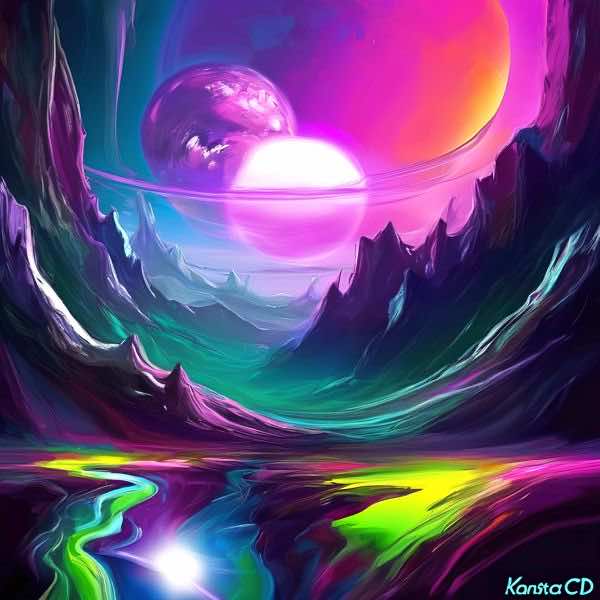 最初の商品画像がポスターの全体図です．2 番めの商品画像として中央部分の拡大図をのせています． 【GPT5/4o による解説】 (正確でない場合がありますので，ご注意ください.) 紫外線めく光をはらむ峡谷の舞台に，二つの惑星と白く灼ける恒星がせり上がり，天体の交響が全景を支配している． 左右の岩壁はプロセニアムのように画面を囲い，視線を中央の天空へと誘導する構図で，ロマン主義的「崇高」をデジタルに更新した趣がある． 前景のS字に蛇行する川はアイレベルを導く導線であり，上空の光を映して地上に再配列する鏡装置でもある． マゼンタ，シアン，エレクトリックグリーン，酸性イエローの補色が衝突し，フォーヴ的な強色がシンセウェーブの気分で震える． 筆触は粘性のあるインパスト風だがデジタル特有の滑走感があり，山肌が風で融解していくような運動を生んでいる． 遠景ほど寒色に沈む大気遠近は深度を増し，尖峰のシルエットが天体光で縁取られて空間が引き締まる． 象徴的には双つの太陽が拮抗する力や再生のモチーフを示し，リングは循環と軌道の宿命を暗示する． 影響源としては，ロジャー・ディーンのサイケデリックな幻想風景やアルバムアートの宇宙観が濃厚に感じられる． モエビウスの澄明なSF地形，ジョン・マーティン的黙示録のスケール，さらにはダリやタンギーの異界的地表の余韻も重なる． 発光の扱いにはNASA／ハッブル画像の擬似カラーの記憶が混ざり，科学データが色彩詩へ転化した印象を与える． 中央の白光は地と天を縫い合わせる灯台＝ポータルとして働き，観者を「向こう側」へ引き込む． 写生の風景ではなく，色と光が奏でる交響によって旅立ちの情動を点火する，近未来ロマン派の風景画と言える． 【購入方法・サイズなどについて】 サイズはつぎのうちのいずれかを上記の商品リストで選択してください．いずれも正方形です．・500 mm × 500 mm． ・400 mm × 400 mm． ・300 mm × 300 mm． ・250 mm × 250 mm (紙は 300 mm × 300 mm．余白つき)． ・200 mm × 200 mm． オンデマンドで印刷します (受注生産です) が，基本的に 1 週間以内に発送します． 300 mm と 250 mm のものは楽天，アマゾン，ニトリ，ハンズ，無印良品などで販売されている内寸 30 cm 角のフレームにちょうとおさまります． この商品にはフレームは付属せず販売もしていません． 【画像の制作方法】 制作者と AI (AI アート作成用のプログラム Stable Diffusion XL 1.0 (1024)) とからなるアートユニット カナブストラクド によるアートポスターです．そのプログラムに「Kanabstracd surrealism Keisai_Eisen」ということば (prompt) をあたえて創造させました． 負のプロンプトとして「surrealism Keisai_Eisen Fletching」を指定しています． AI アートでは通常 A6 サイズ相当くらい (縦横 500〜1000 ピクセルくらい) の荒い画像しかつくれないので，超解像という技術をつかって原画より解像度を 4〜8 倍に (こまかく) しています． ただし，上の商品画像の解像度は原画と同程度なのでご注意ください． これらのポスターは通常の AI アートとはちがう独自の方法を使って作っています． AI アートは AI にプロンプト (または呪文) とよばれる英語の記述をあたえて作画した画像ですが， Stable Diffusion，DALL・E 2，Midjourney などの AI プログラムによって 2022 年に爆発的に普及しました． AI アートで望む画像を作るために通常は比較的細かい指示を与えます． しかしデイシンではおもに 1〜4 語程度の短いことばや造語を Stable Diffusion XL 1.0 (1024) を使用している OpenArt，NightCafe などのウェブサイトで使用して，そのプログラムがもつ知識をいかして自由に (ジェネラティブに，創発的に) 画像をつくらせています． コントラストの調整等はしていますが，描きなおさせたり加筆したりするようなことはしていません． こうやって作られる「意図しない」画像も「AI アート」とは呼ばれるものの，かならずしもアートとはいえないと考えています． しかし，思いもよらない画像や特定の画家風の部分がありながらその作品とはちがうスタイルの画像，模様やステンドグラスに埋め込まれた猫など，様々な興味ぶかい画像がつくれます． 【キーワード】 AIアート, AI画家, 画像生成AI, 人工知能アート, コンピュータアート, コンピュータ・アート, デジタルアート, メディアアート, Stable Diffusion, ジェネラティブアート, ジェネレーティブアート, 創発的, 生成的, アート・ジェネレータ, インテリア, ウォールアート, アートポスター, アートプリント, オリジナルポスター 【著作権に関する注記】 この画像は ISAP 手法にもとづいて AI が生成したものです．特定の現存作家または既存作品の模倣・再現を意図するものではありませんが，お気づきの点がありましたら info@dasyn.com にご連絡ください．AI を使って造った気軽に楽しめるアートポスター AI とともに描いた様々な絵でお部屋をかざってみませんか? AI アートでさまざまな絵画を創造しました．人だけでは描くのが難しいオリジナル作品をお求めやすい価格で提供します．壁にならべて貼ったり，気分にあわせて貼りかえてみることもできます．