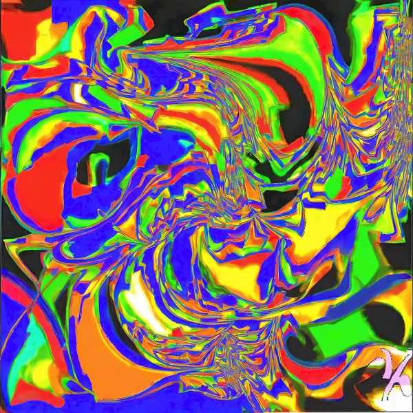 最初の商品画像がポスターの全体図です．2 番めの商品画像として中央部分の拡大図をのせています． 【GPT5/4o による解説】 (正確でない場合がありますので，ご注意ください.) この絵は，鮮やかな色彩と流動的な形状が特徴的な抽象画です． ...