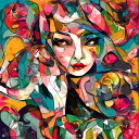 AIアートポスター カナブストラクドと否認された喜多川歌麿とによる 「4D」 オリジナルアート作品 アートポスター アートプリント インテリア