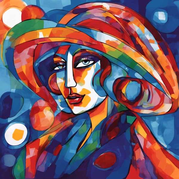 AIアートポスター カナブストラクド「フェルメール・ドローネー的有刺なき…」 Kanabstracd オリジナル..