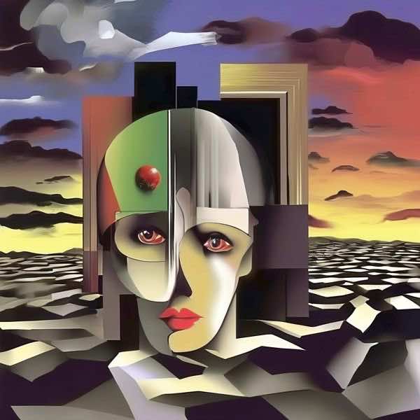 AIアートポスター カナブストラクド「ピカビア的結び目なき超現実」 Kanabstracd オリジナルアート作品..