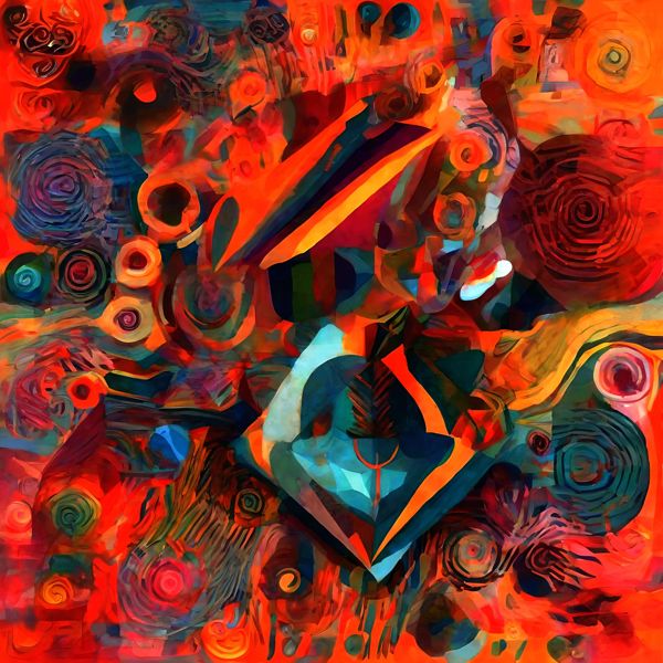 AIアートポスター カナブストラクド「クレー・非モンドリアン的3D」 Kanabstracd オリジナルアート作品..