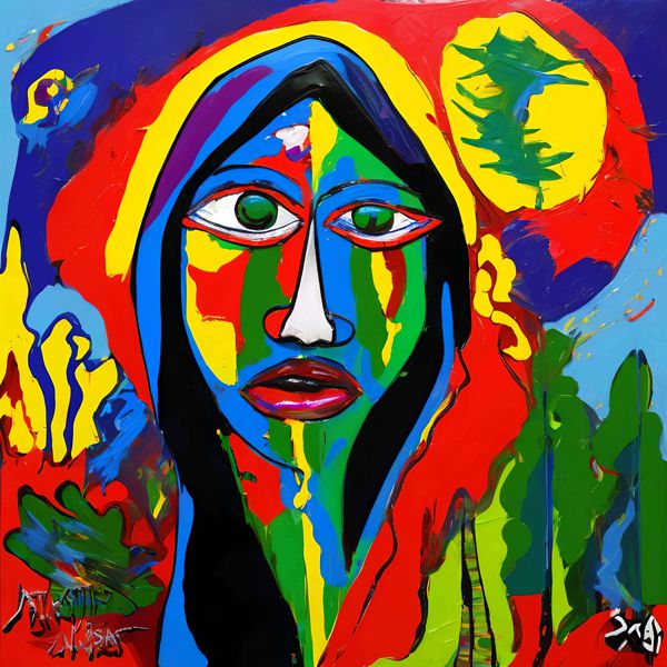 AIアートポスター 四角形たちに影響されないカナブストラクドとピカスビアとによる … オリジナルアート作品 アートポスター アートプリント インテリア