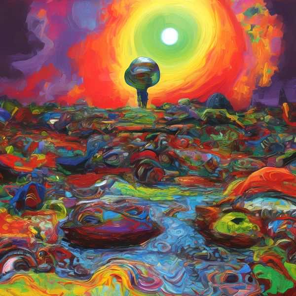 AIアートポスター カナブストラクド「フンデルトヴァッサー的矢なき不条理リアリズム」 Kanabstracd オ..