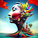 AIアートポスター Clee と四角形たちに影響されないカナブストラクドによる「surreali」 オリジナルアート作品 アートポスター アートプリント インテ...