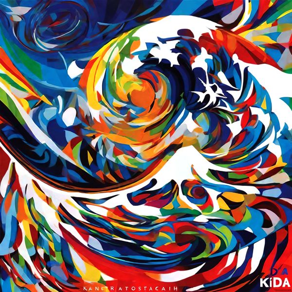 AIアートポスター カナブストラクド「北斎的4D」 Kanabstracd オリジナルアート作品 アートポスター アートプリント 壁掛けアート ウォールアート インテリア デジタルアート 現代アート