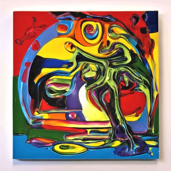 AIアートポスター 粗い網に影響されないカナブストラクドとダリとによる 「3D」 オリジナルアート作品 アートポスター アートプリント インテリア