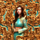 AIアートポスター モノクロームに影響されないグスタフ・クリムト風 「3D」 オリジナルアート作品 アートポスター アートプリント インテリア