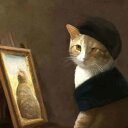 猫アート バロック絵画風 AIアート ポスター 「フェルメール風の猫」 ねこアート キャットアート にゃんこアート ネコアート キャット・アート ねこの絵 猫の絵 ネコの絵 バロック画家風アート Johannes Vermeer
