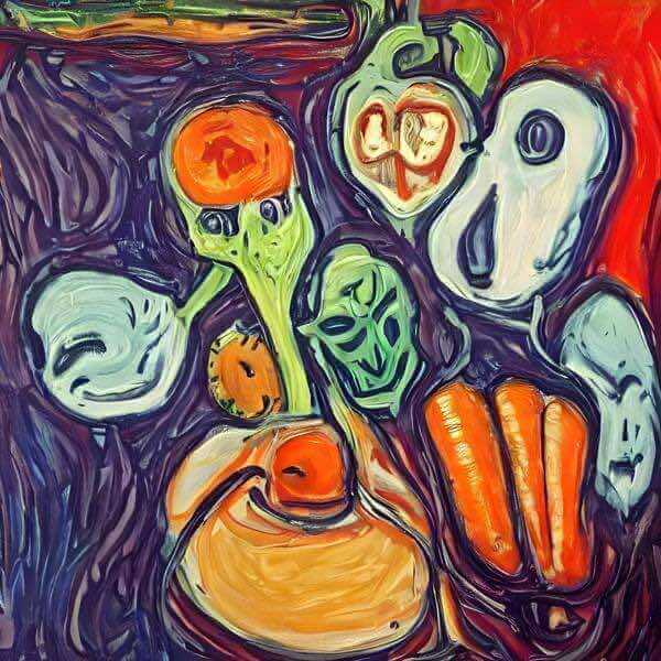 近代絵画風 AIアートポスター 「野菜の叫び」 絵画風アート オリジナルアート作品 アートポスター アー..