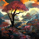 AIアートポスター 振動する市松模様に影響されないカナブストラクドによる … オリジナルアート作品 アートポスター アートプリント インテリア