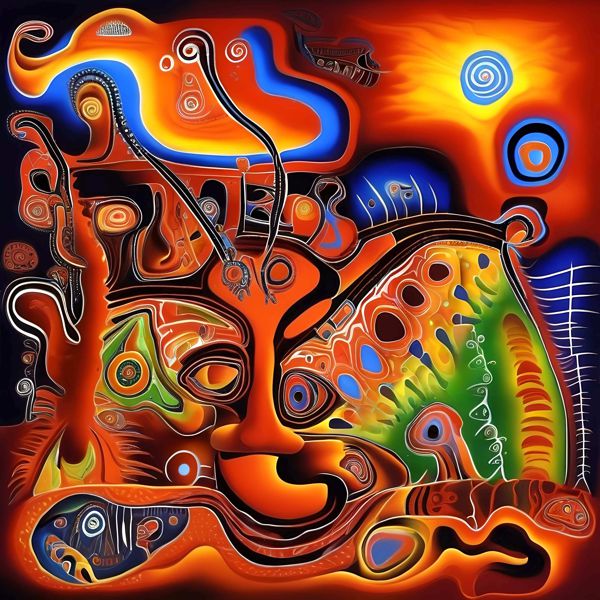 AIアートポスター カナブストラクド「アボリジニ的円なき超現実」 Kanabstracd オリジナルアート作品 ..