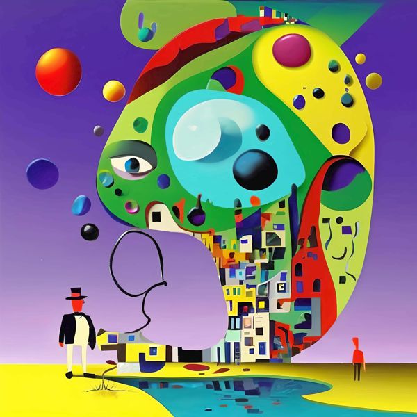 Posters （Art） - AIアートポスター カナブストラクド「ミロ的矢なき超現実」 Kanabstracd オリジナルアート作品 アートポスター アートプリント 壁掛けアート ウォールアート インテリア デジタルアート 現代アート