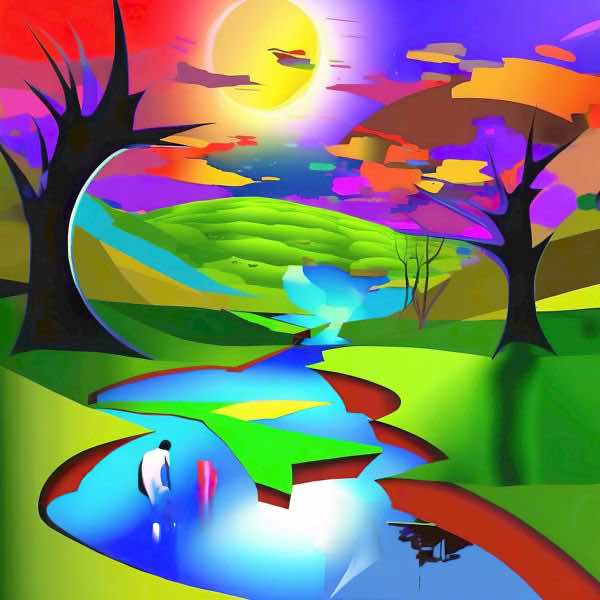 AIアートポスター カナブストラクド「スーラ的結び目なき超現実」 Kanabstracd オリジナルアート作品 ..