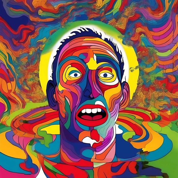 AIアートポスター カナブストラクド「ベーコン的弓なき不条理リスム」 Kanabstracd オリジナルアート作..