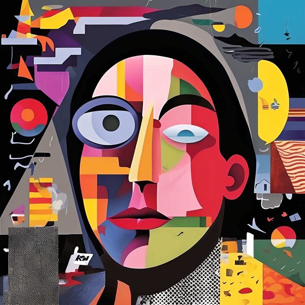 AIアートポスター カナブストラクド「ベーコン的弓なき不条理リスム」 Kanabstracd オリジナルアート作..