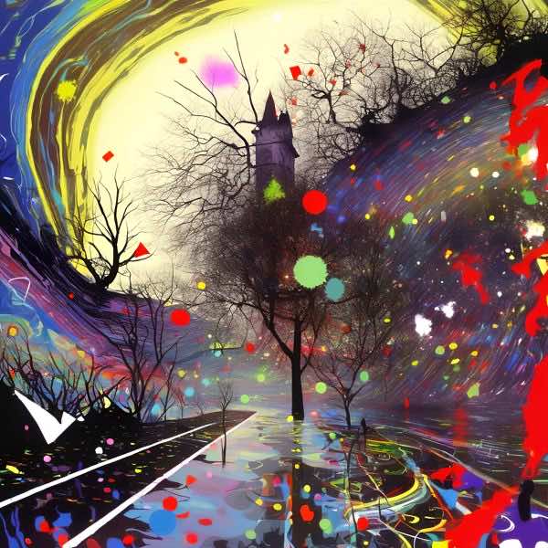 AIアートポスター カナブストラクド「ポロック的結び目なき超現実」 Kanabstracd オリジナルアート作品..