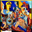 AIアートポスター 弓に影響されないカナブストラクドとピカスビアとによる … オリジナルアート作品 アートポスター アートプリント インテリア