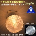 天井の淡い影 きらめく 光が伸び拡がる 3Dデザイン電球 Xing2 W　光源交換で部屋にフィット　直径 18 cm 口金 E26 電球色