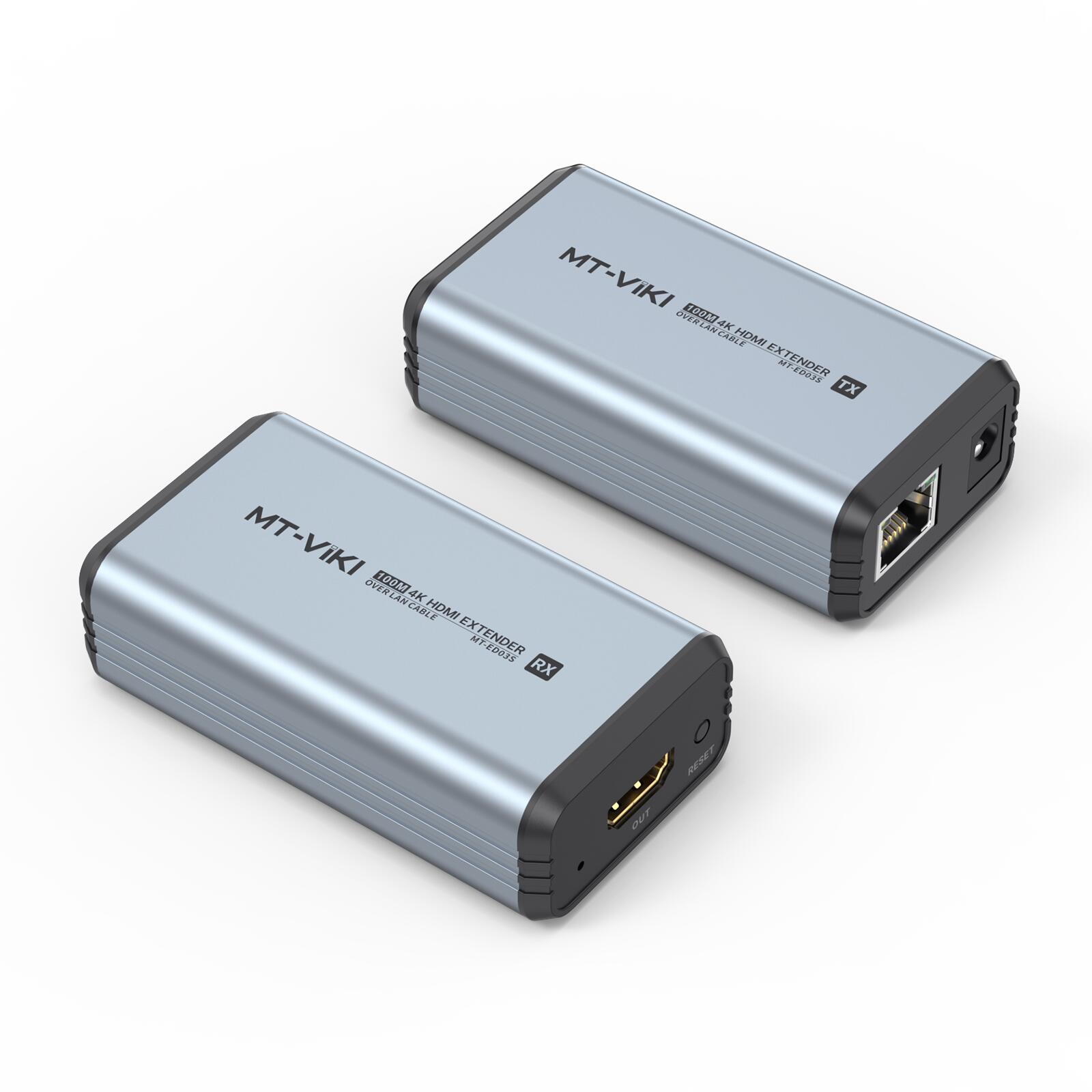 MT-VIKI HDMIエクステンダー LANケーブル1本でHDMI長距離伝送 4K@30Hz 最大100m POC片側給電 ドライバ不要 プラグ＆プレイ HDMI延長器
