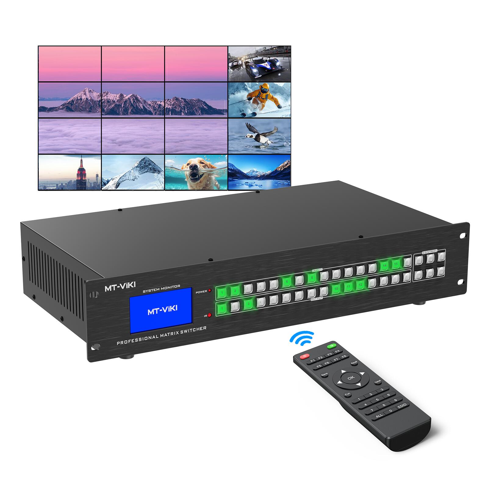 MT-VIKI FPGA シームレス 4K 30Hz HDMI マトリックス 16x16、スパイスモードと回転機能付き ブラック鉄筐体（HD1616LH）
