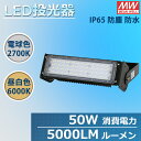 LED 投光器 50W MEAN WELL社製LED電源 屋内 屋外 コンセント IP65 防塵 防水 防犯 電球色 昼白色 看板 照明 作業灯 業務用 キャンプ 駐車場 倉庫 グラウンド 大型照明 爆光 広配光(RDW-CO-X-50W) その1