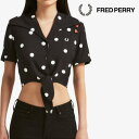 【期間限定 ポイント10倍 】《返品 交換 不可》【SALE】フレッドペリー FRED PERRY シャツ クロップド レディース AMY WINEHOUSE 50 039 S POLKA DOT SHIRT SG5140 BLACK WHITE ブラック ホワイト 水玉 AMY WINEHOUSE FOUNDATION エイミー ワインハウス ハート コラボ