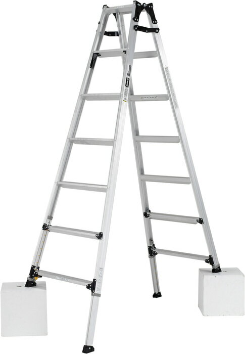 【法人のみ】アルインコ ALINCO (/A) 伸縮脚付 はしご兼用脚立 両面ワイドステップ 60mm 幅広 軽量 PRW-210FX PRW210FX