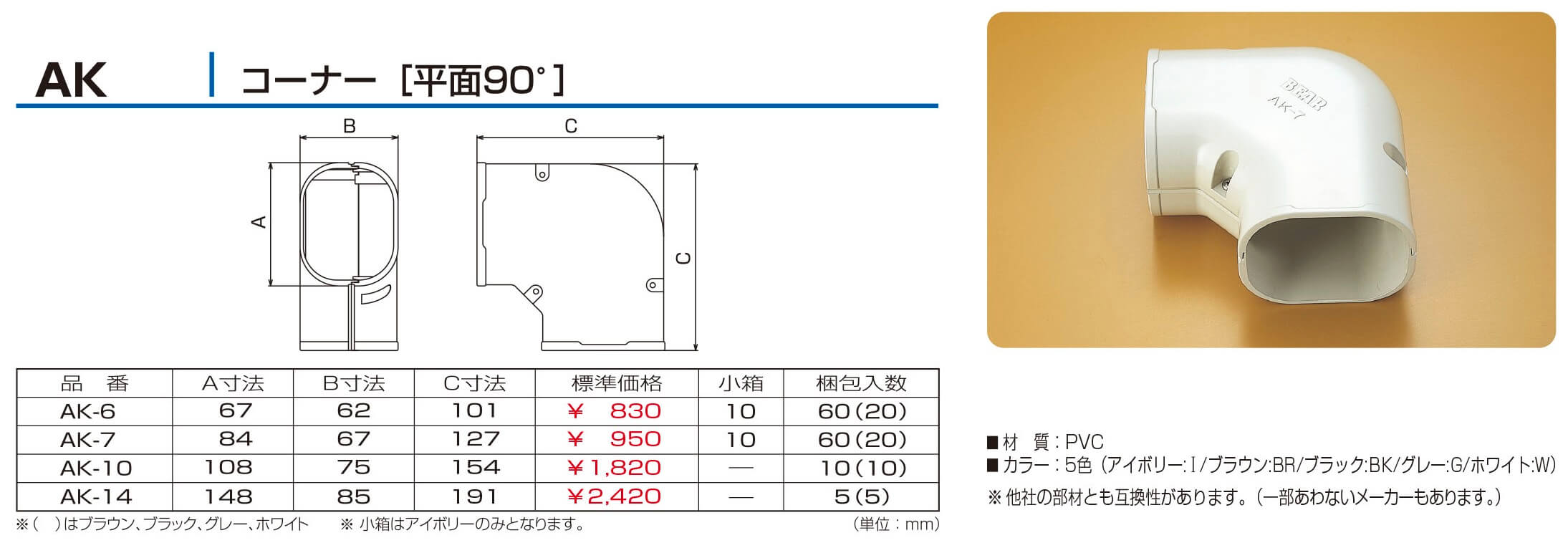 【法人のみ】バクマ工業 BEAR (/BG) 5個 エアコン 配管カバー コーナー 平面90°90...