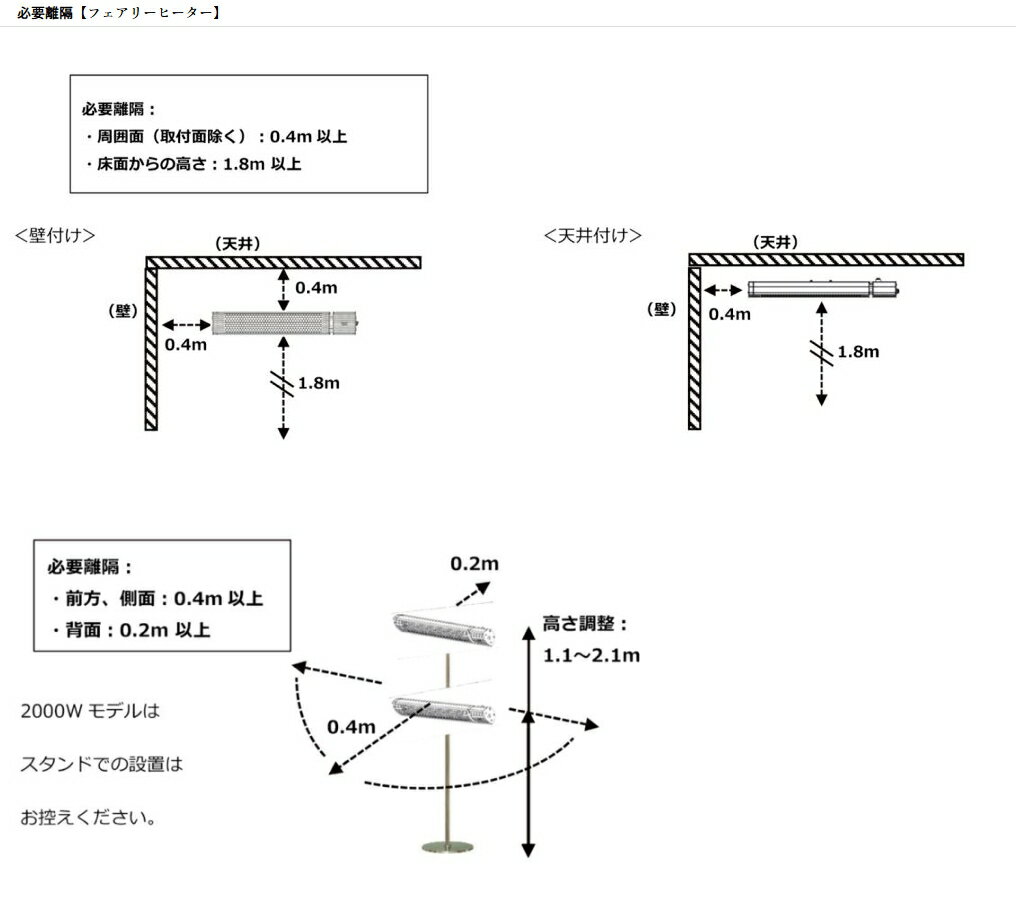 コンフォー(/L) クレスター フェアリー 2000 壁 天井 取付モデル 200V 2000W ヒー...