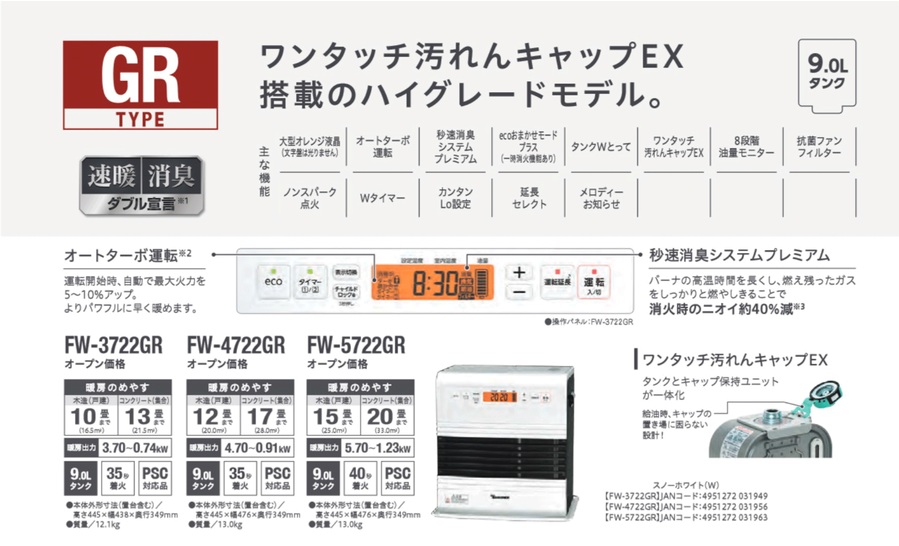 ダイニチ(/F) 家庭用 石油ファンヒーター 木造15畳 コンクリート20畳 9Lタンク　FW-5722GR