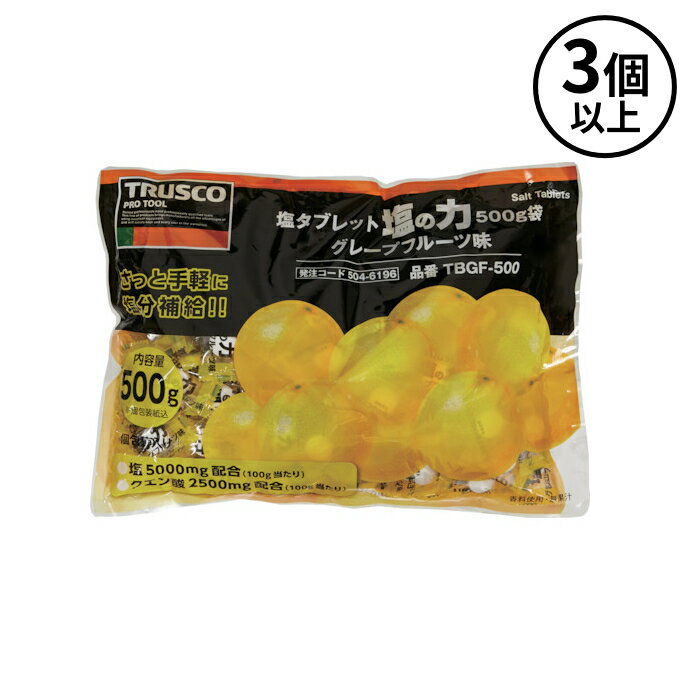 8/27 9:59までポイント2倍 TRUSCO トラスコ中山 (/AN) 3個以上注文用 塩タブレット 塩の力 500g 大袋入 グレープフルーツ味 塩タブ 業務用 [TBGF-500]
