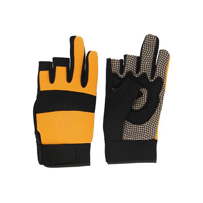 【送料無料(ポスト投函)】藤原産業 セフティ−3 (/D) 刈払機用 防振 手袋 半指 Mサイズ 3本半指タイプ ..