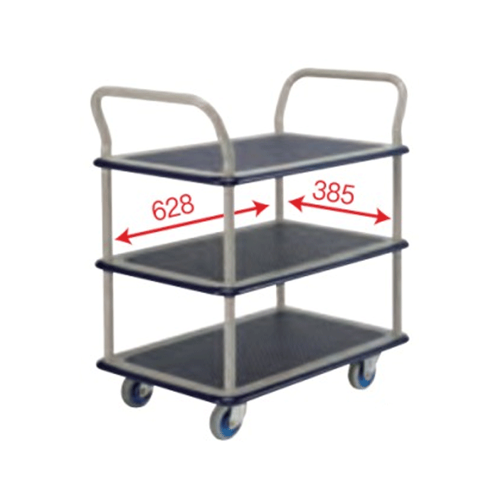 【法人のみ】金沢車輛(/AO) 小型スチール台車(両ハンドル3段式) [NHT-119]