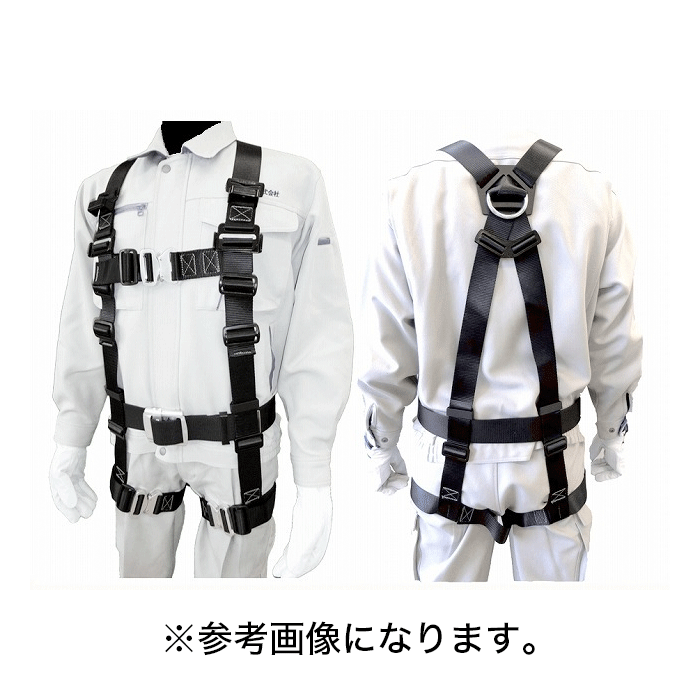 Work Supplies - ポリマーギヤ フルハーネス 背中X 腿水平 胸腿ワンタッチ ブラック [4PHNW-BL-L] (/B)