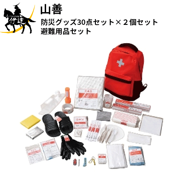 【送料無料】山善(/AL) 防災バッグ30　【防災グッズ30点セット×2個セット】 避難用品セット 避難リュック [BBG-30R×2]のサムネイル